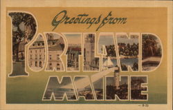 Greetings From Portland, Maine Postcard Postcard Postcard
