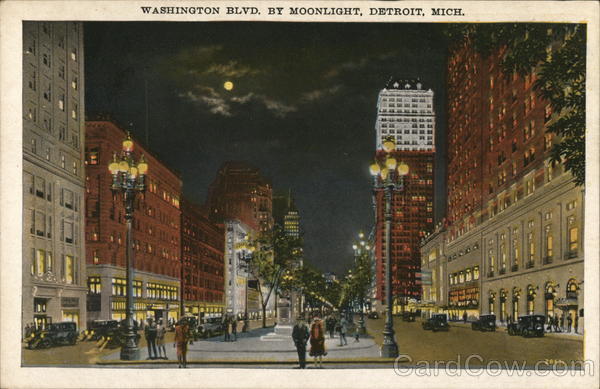 Washington Blvd. by Moonlight Detroit Michigan