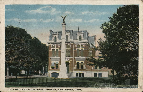 City Hall and Soldiers Monument Ashtabula Ohio
