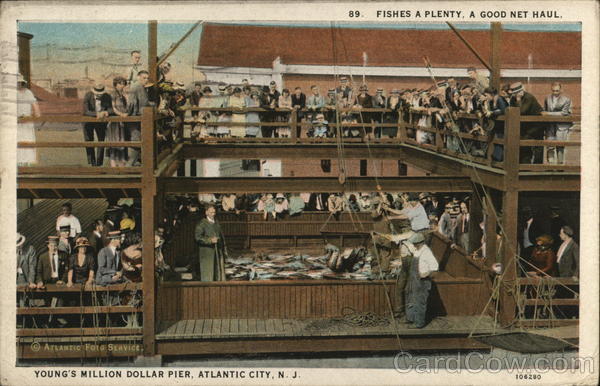 Fishes a Plenty, A good Net Haul, Young's Million Dollar Pier Atlantic City New Jersey