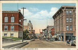 Shelden Street, Looking West Houghton, MI Postcard Postcard Postcard