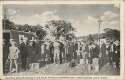 Drafted Men Receiving their First Physical Examination, Camp Devens Postcard