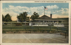 Country Club and Tennis Court Postcard