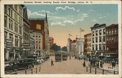 Genesee Street, Looking South From Bridge Utica, NY Postcard Postcard Postcard