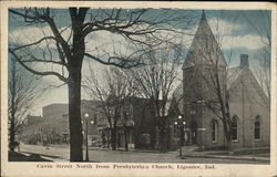 Cavin Streetn North from Presbyterian Church Ligonier, IN Postcard Postcard Postcard