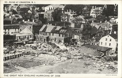 1938 Hurricane Ruins at Cranston, Rhode Island Postcard