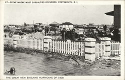 1938 Hurricane Scene Where Most Casualties Occurred Portsmouth, RI Postcard Postcard Postcard