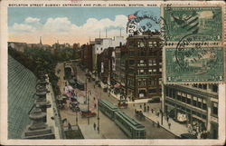 Boylston Street Subway Entrance and Public Gardens Boston, MA Postcard Postcard Postcard