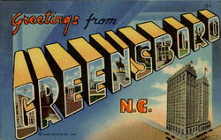 Greetings From Greensboro North Carolina Postcard Postcard