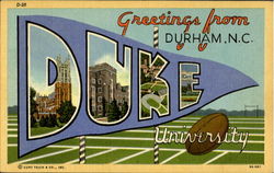 Greetings From Durham, Duke University Postcard