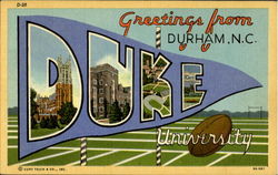 Greetings From Durham, Duke University North Carolina Postcard Postcard