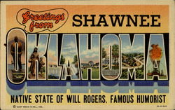 Greetings From Oklahoma Shawnee, OK Postcard Postcard