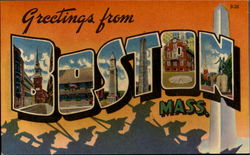 Greetings From Boston Postcard