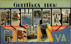 Greetings From The Newport News Virginia Postcard Postcard