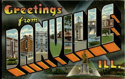 Greetings From Danville Illinois Postcard Postcard