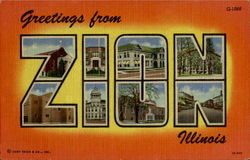 Greetings From Zion Illinois Postcard Postcard