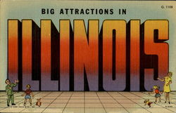 Big Attractions In Illinois Postcard Postcard