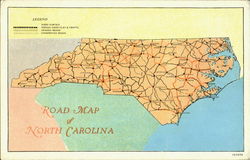 Road Map Of North Carolina Postcard