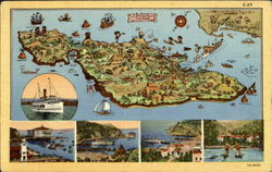 Map of Catalina Island Santa Catalina Island, CA Postcard Postcard