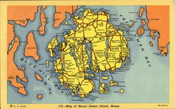Map Of Mount Desert Island Postcard