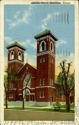 Catholic Church Manhattan, KS Postcard Postcard