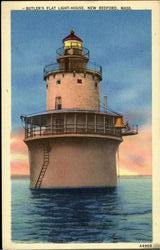 Butler's Flat Light House New Bedford, MA Postcard Postcard