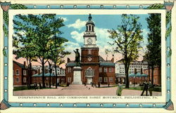 Independence Hall And Commodore Barry Monument Postcard