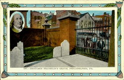 Benjamin Franklin's Grave Postcard