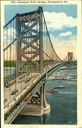 Delaware River Bridge Philadelphia, PA Postcard Postcard