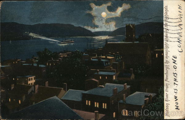 Hudson River from Newburgh by Moonlight Showing the Highlands New York