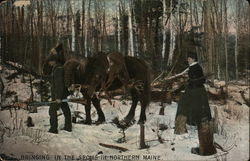 Bringing in the Spoils in Northern Maine Hunting Postcard Postcard Postcard