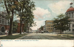 Genesee St. Looking East from Post Office Auburn, NY Postcard Postcard Postcard