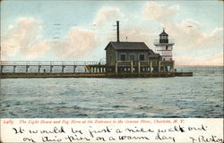 The Light House and Fog Horn at the Entrance to the Genesee River Postcard