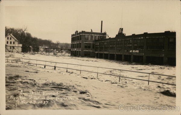 High Water at A.R. Gears Company Flood November 1927 Springfield Vermont