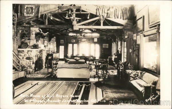 Main Room of Will Rogers' Home, Will Rogers Ranch Santa Monica California