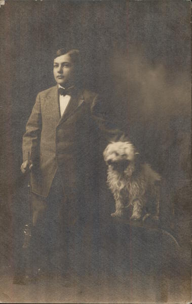 Portrait of Boy and Dog Dogs