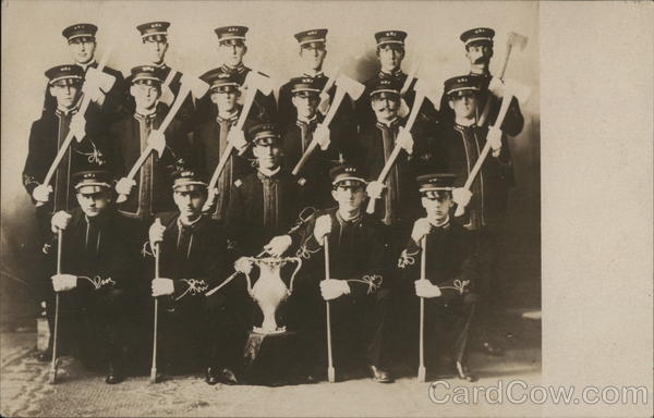 Portrait of Firemen with Axes NWA