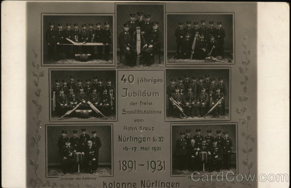 1891-1931 40th Jubilee Paramedics (Sanitätskolonne) Nürtingen Germany