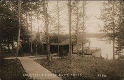 ALC Mountain Lodge Boat House, Little Moose Lake Postcard