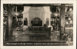 Main Lounge in the Log Chateau, Seigniory Club Postcard