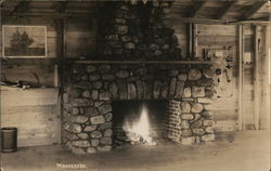 Fireplace at Moosehead Lodge Greenville, ME Postcard Postcard Postcard