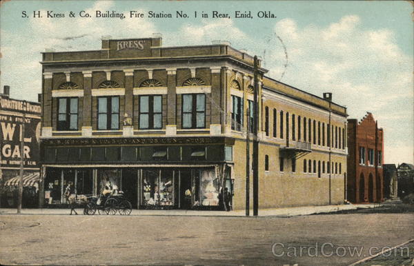 S. H. Kress & Co. Building, Fire Station No. 1 in Rear Enid Oklahoma