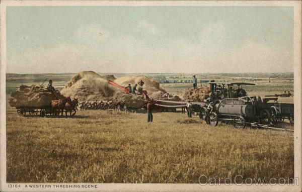 A Western Threshing Scene Farming
