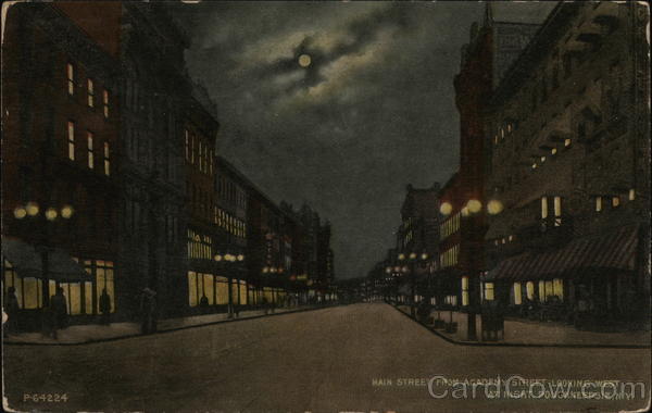Main Street from Academy Street looking West, at Night Poughkeepsie New York