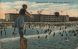 Municipal Baths and Beach Postcard