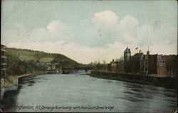 Chenango River Looking North from Court Street Bridge Binghamton, NY Postcard Postcard Postcard