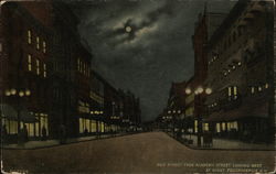 Main Street from Academy Street looking West, at Night Poughkeepsie, NY Postcard Postcard Postcard