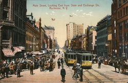 Main Street, Looking East from State and Exchange Sts. Rochester, NY Postcard Postcard Postcard