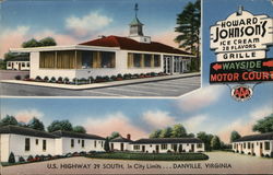 Wayside Motor Court and Howard Johnson's Restaurant Postcard