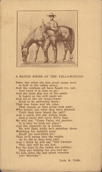 A Range Rider of the Yellowstone Cowboy Western